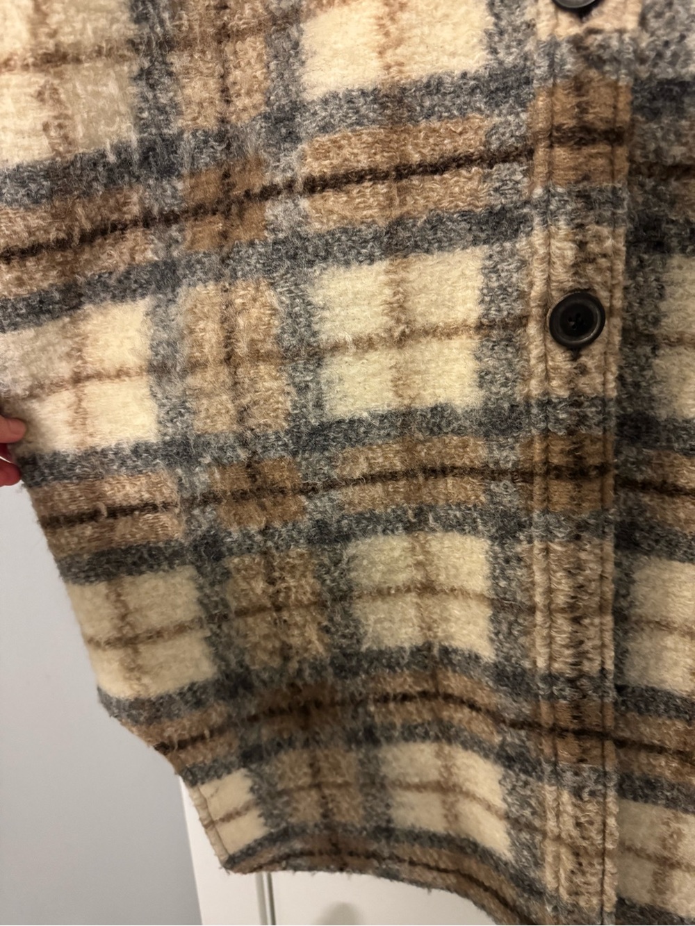 Isabel Marant Plaid Wool-Blend Overshirt Coat in Cream, Brown & Gray - Picture 3 of 10